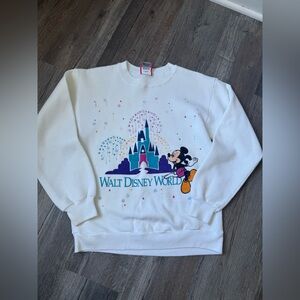 VTG 90s DISNEY DESIGNS Walt Disney World Mickey Sweatshirt Rare White Crewneck S